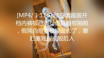 [MP4/ 1.11G] 镂空情趣装开档内裤极品美女道具自慰啪啪，假屌自慰整根插进去了，塞肛塞翘起屁股后入